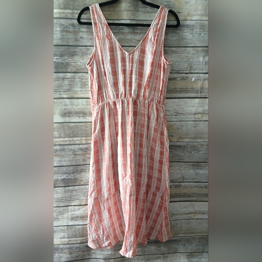 Maurices Peach Plaid Button-Front Midi Dress - Picture 9 of 10